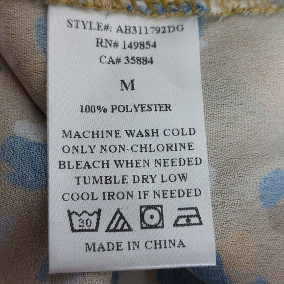 Sadie & Sage Blouse Women Medium Camel Brown Blue Boho Plunge V Neck Flare - Picture 11 of 12